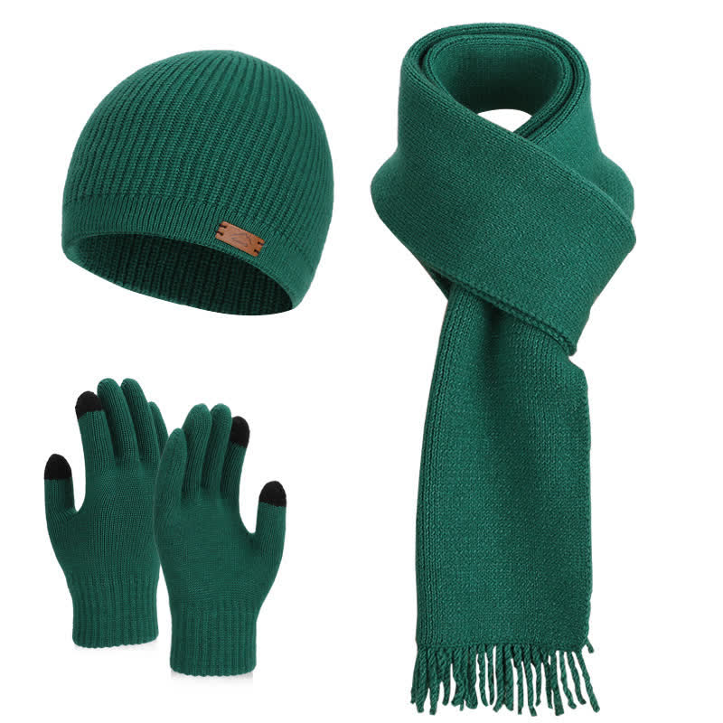 Set di 3 cappelli, sciarpe e guanti lavorati a maglia in tinta unita - Verde - Regolabile (21 5/8"-23 5/8") - image 15