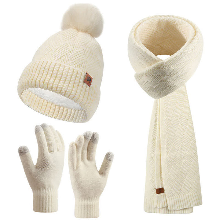 Set di 3 cappelli, sciarpe e guanti con pompon soffici e tinta unita - Avorio - Regolabile (21 1/4"-22 7/8") - image 15