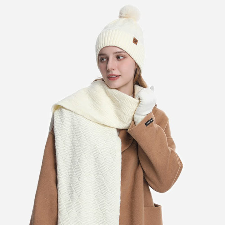 Set di 3 cappelli, sciarpe e guanti con pompon soffici e tinta unita - image 16