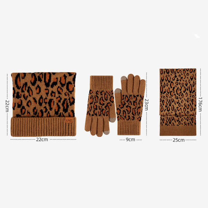 Set di 3 cappelli, sciarpe, guanti e orecchie di gatto con stampa leopardata - image 7