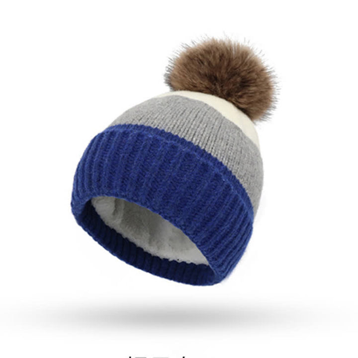Set di 3 cappelli caldi, sciarpe e guanti a blocchi di colore triplo - image 4
