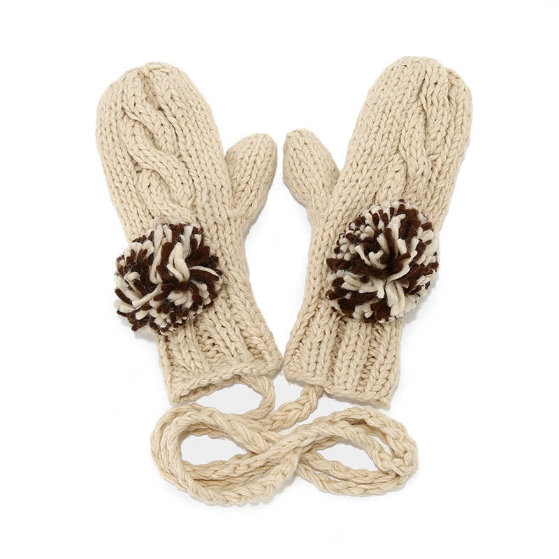 Set di 3 cappelli, sciarpe, guanti e pompon con design a torsione - image 12