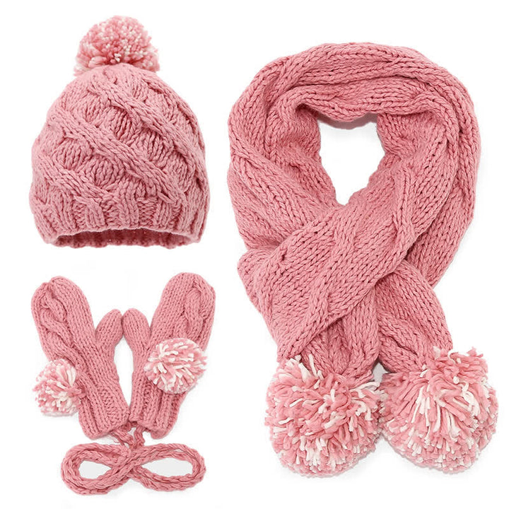 Set di 3 cappelli, sciarpe, guanti e pompon con design a torsione - Rosa - Regolabile (21 1/4"-22 7/8") - image 14