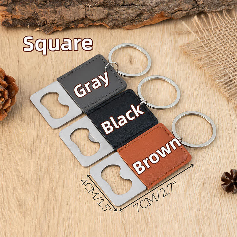 Portachiavi in pelle apribottiglie personalizzato per sposo - Grigio - Piazza - image 2