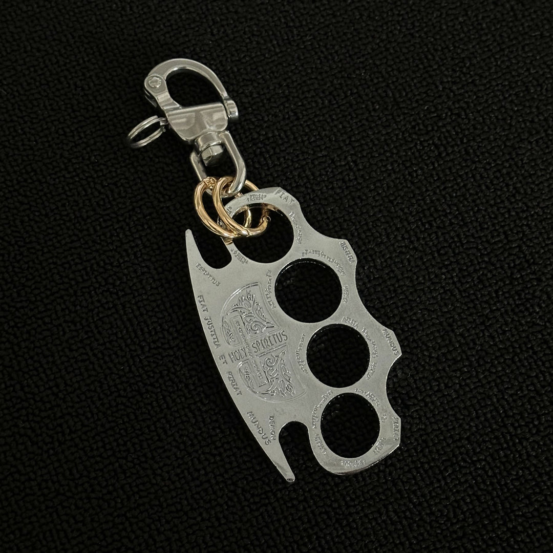 Portachiavi con doppio anello per tirapugni in argento per autodifesa - image 2