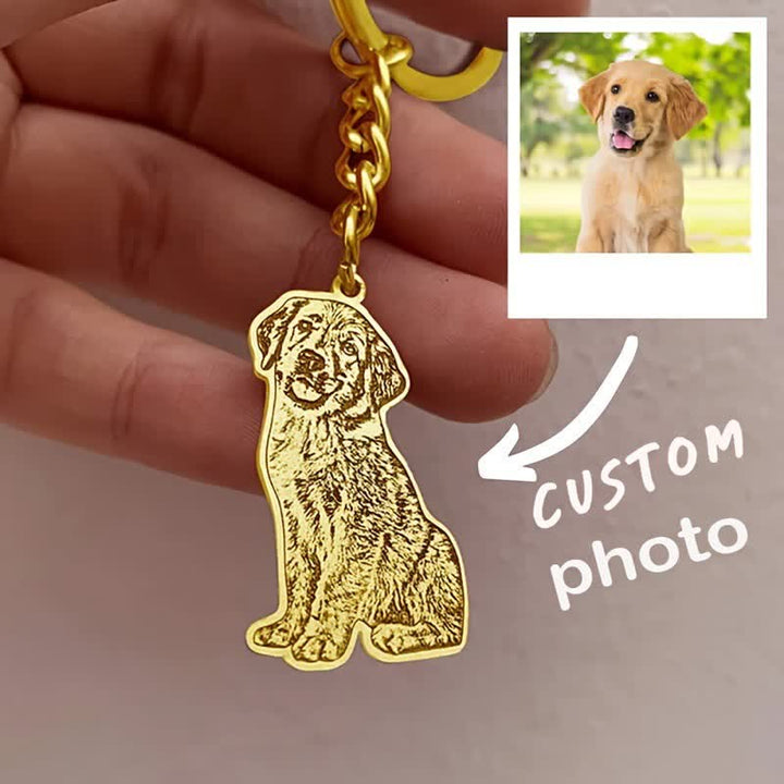 Portachiavi con foto commemorativa personalizzata con ritratto di animale domestico - Oro - image 2