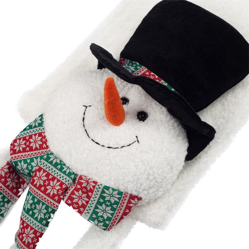 Cappello nero natalizio con pupazzo di neve e sciarpa invernale per tenersi al caldo - image 3