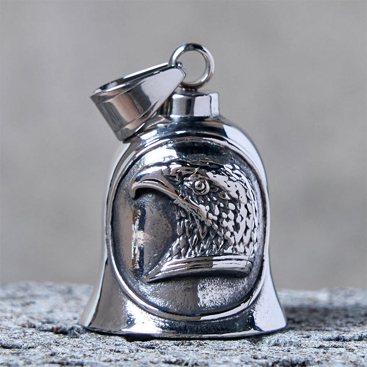 Portachiavi con campanello da equitazione aquila punk in argento - image 1