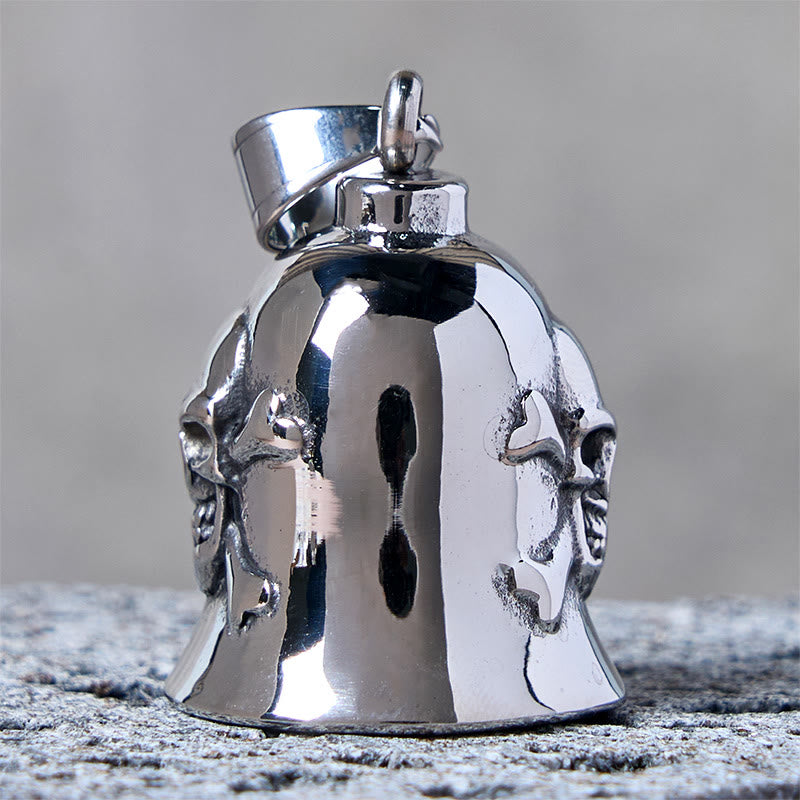 Portachiavi con campanello da equitazione in argento con teschio vichingo - image 4