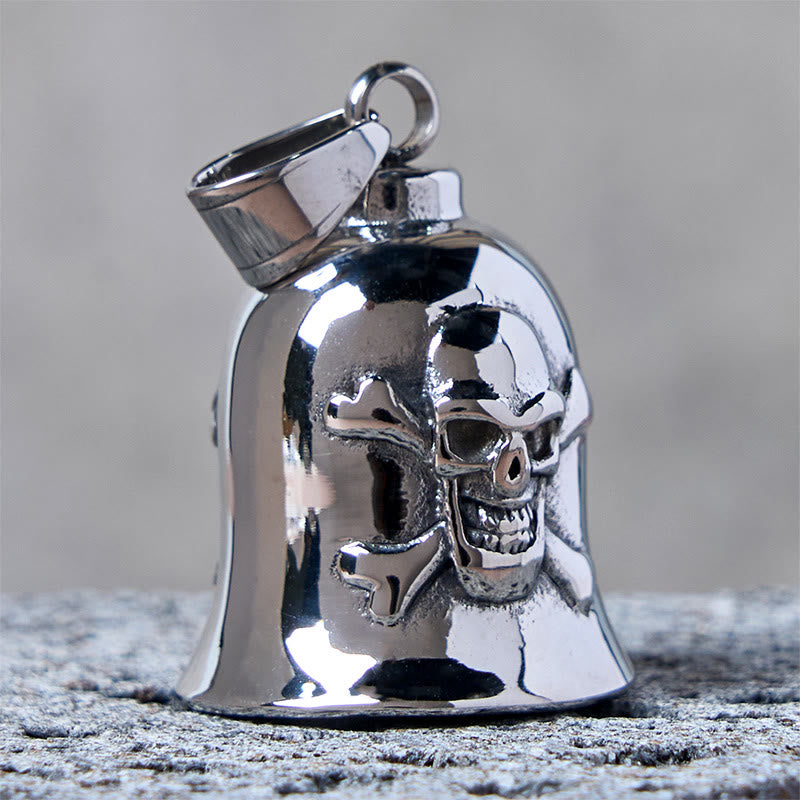Portachiavi con campanello da equitazione in argento con teschio vichingo - image 3