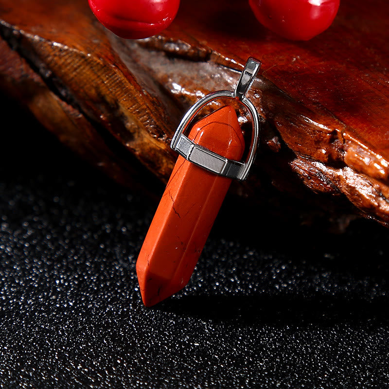 Coltello pieghevole in ottone colorato con mano di Buddha e collana in pietra rossa - image 6