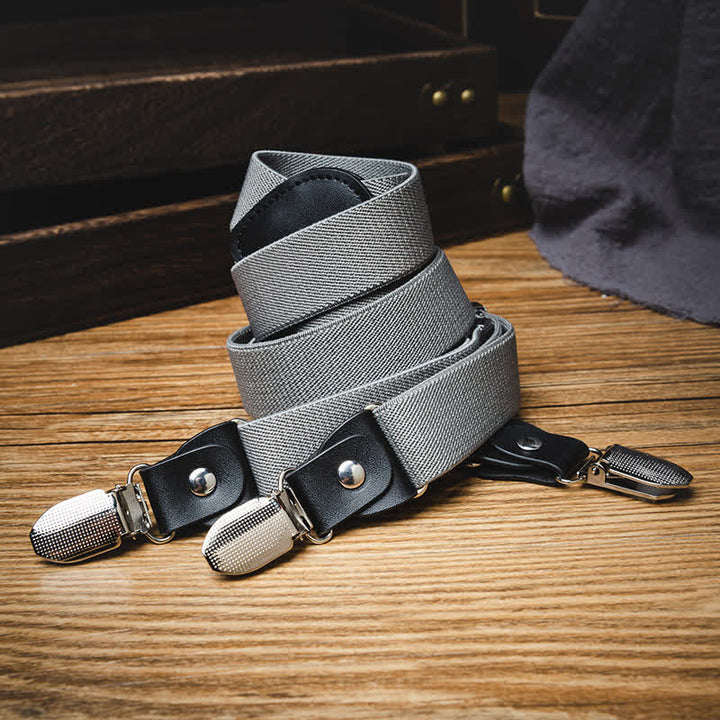 Bretelle elastiche Y-back da uomo grigio tinta unita - image 2