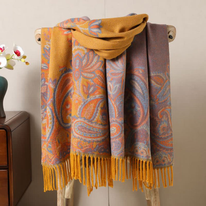 Sciarpa con nappe in jacquard Paisley Boho-Chic Aesthetics - Giallo - image 4