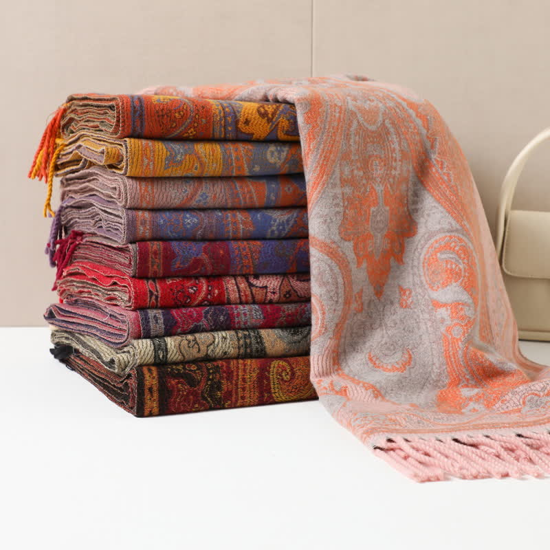 Sciarpa con nappe in jacquard Paisley Boho-Chic Aesthetics - image 2