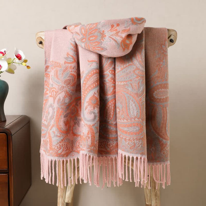Sciarpa con nappe in jacquard Paisley Boho-Chic Aesthetics - Rosa - image 7