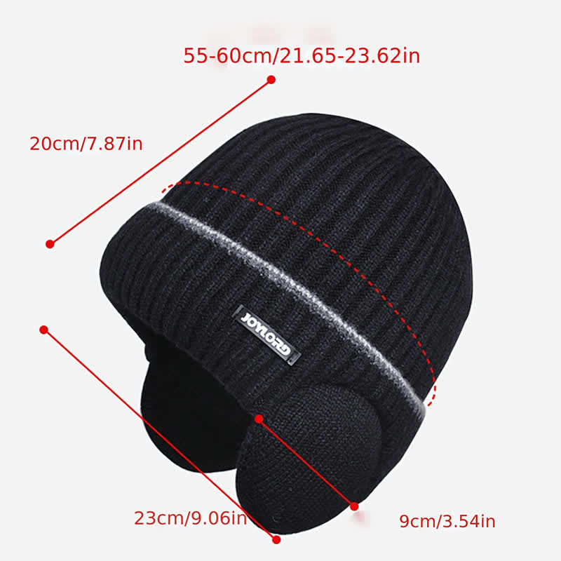 Cappello unisex in maglia elastica spessa con paraorecchie tinta unita