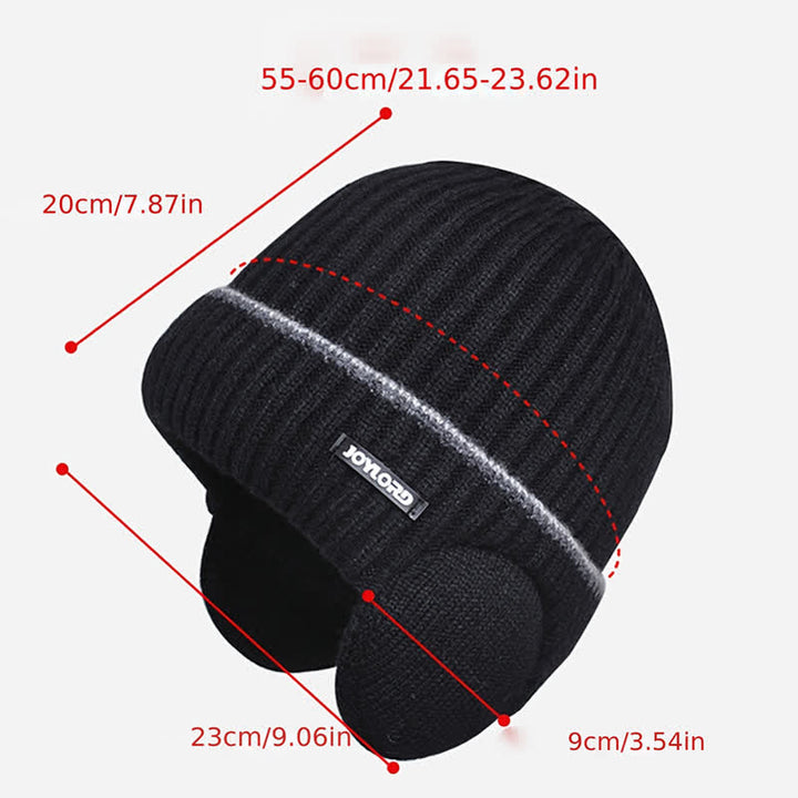 Cappello unisex in maglia elastica spessa con paraorecchie tinta unita