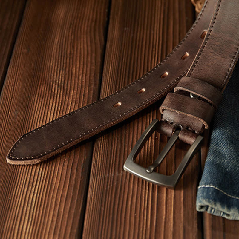 Cintura da cowboy classica in pelle testurizzata da uomo