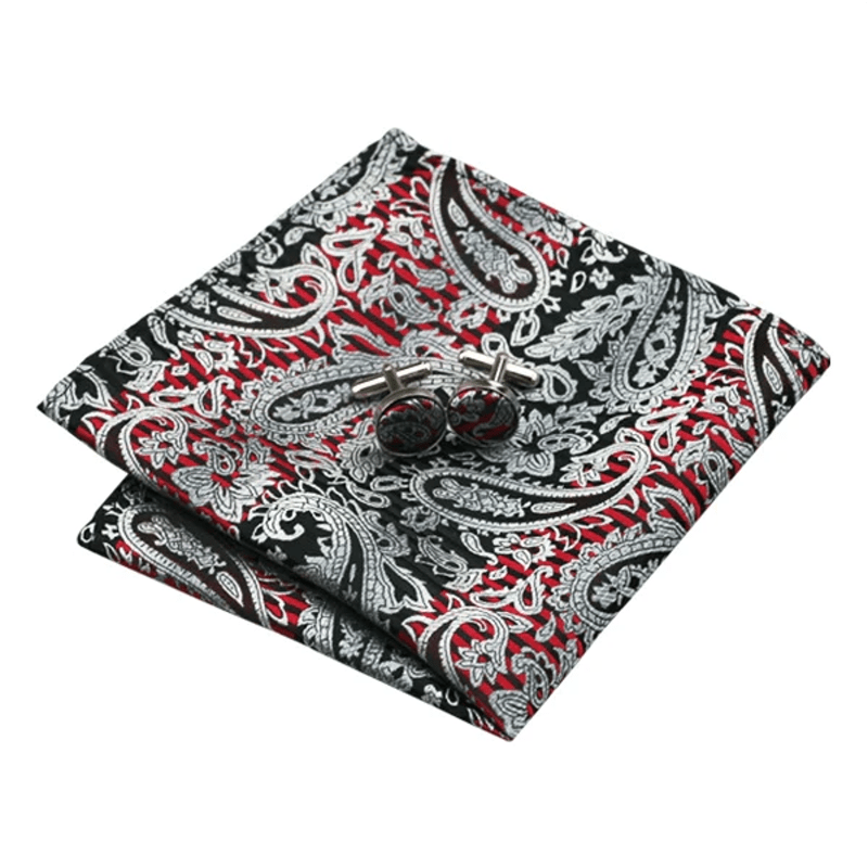 Set di 3 cravatte da uomo con motivo Paisley, rosso e nero