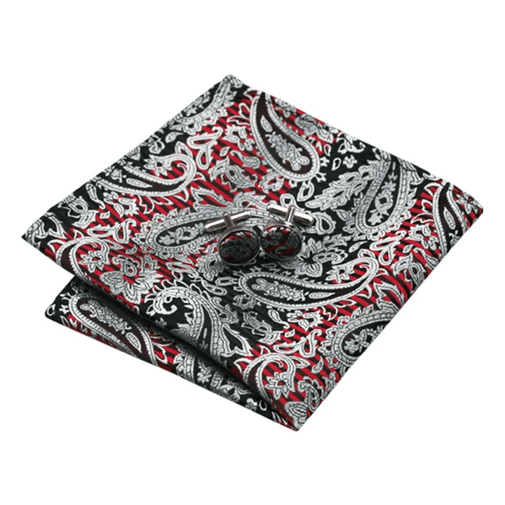 Set di 3 cravatte da uomo con motivo Paisley, rosso e nero