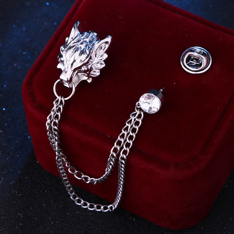 Spilla a catena da uomo con lupo King Of Forest