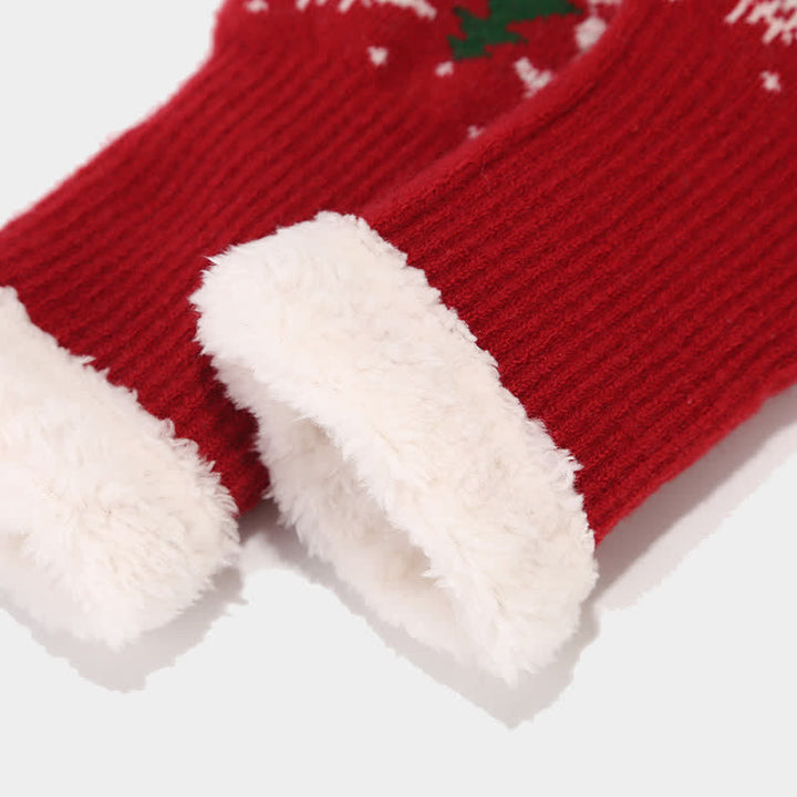 3 pezzi da donna renna albero jacquard cappello sciarpa guanti set