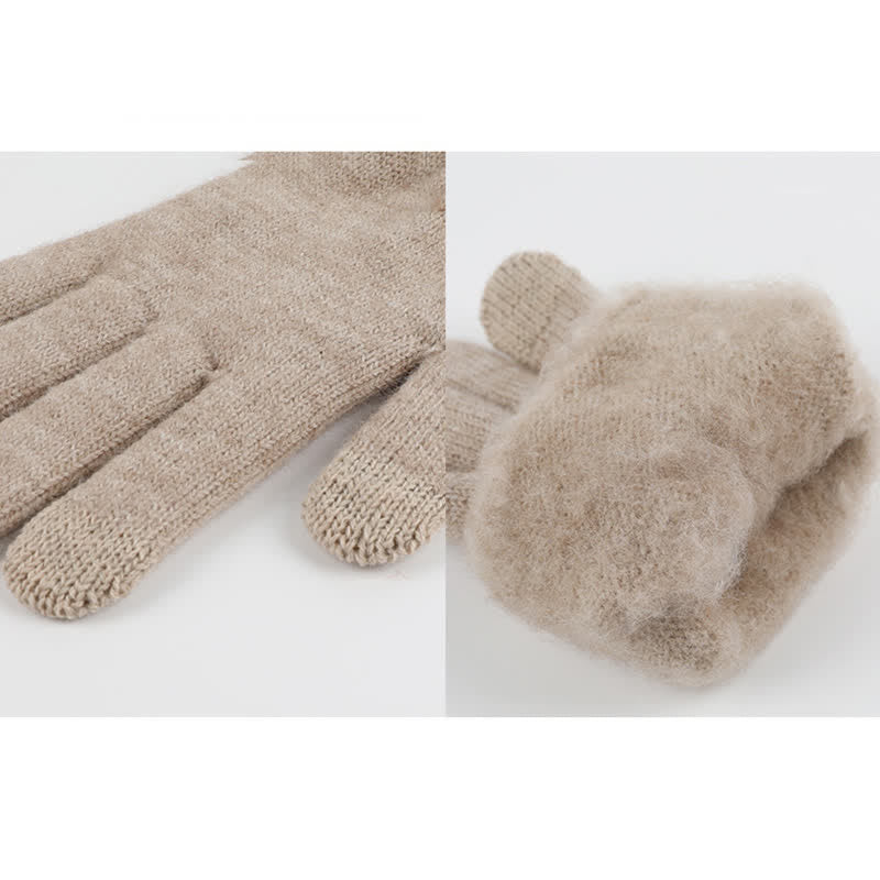 Set di 3 cappelli, sciarpe e guanti in morbido, unisex, tinta unita