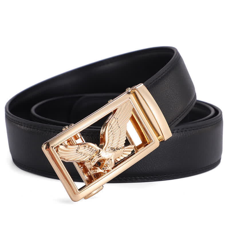 Cintura in pelle con decorazione aquila volante Hollow Hawk da uomo