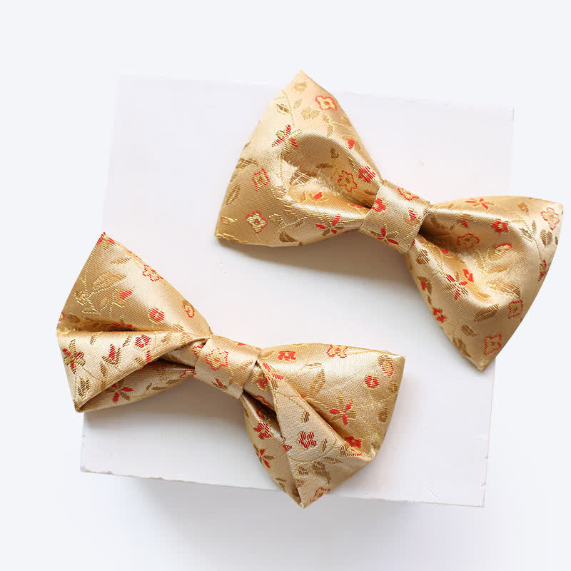 Papillon da uomo con fiori gialli e rossi lucidi