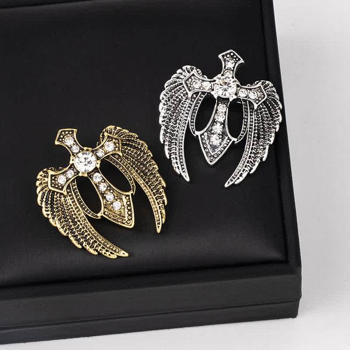 Spilla a forma di croce con ali Soar In Faith da uomo