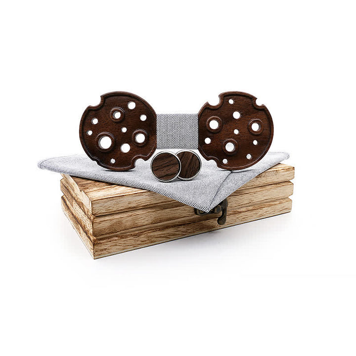 Set di 3 papillon in legno a cerchio cavo da uomo