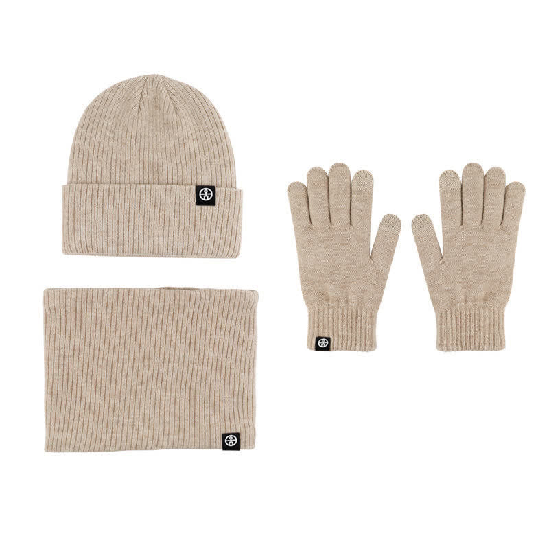 Set di 3 cappelli, sciarpe e guanti in morbido, unisex, tinta unita
