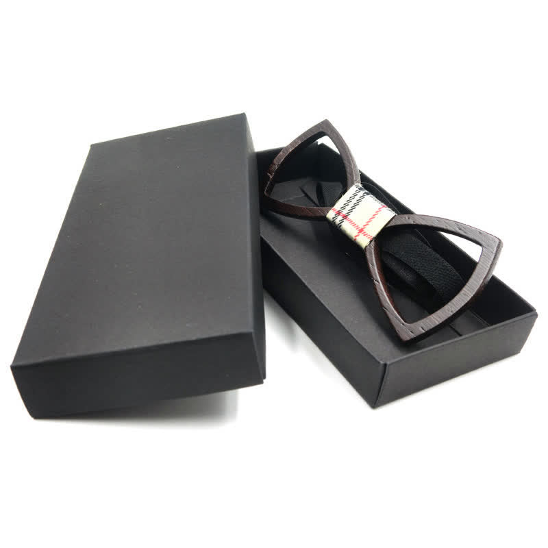 Set papillon in legno con occhiali da sole scuri da uomo