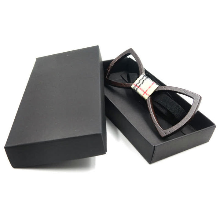 Set papillon in legno con occhiali da sole scuri da uomo