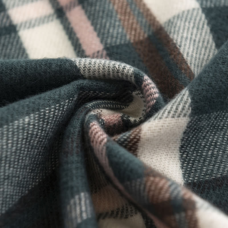 Sciarpa con frange a quadri britannici versatile da donna