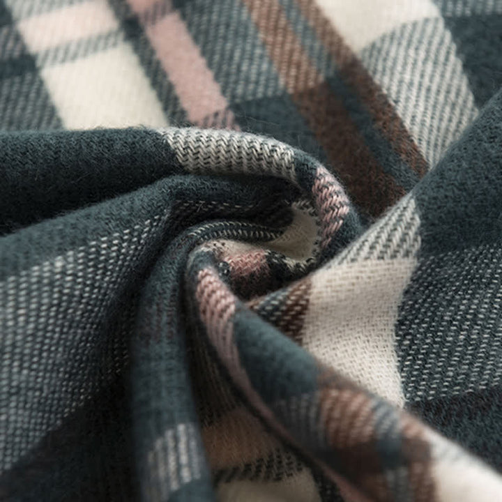 Sciarpa con frange a quadri britannici versatile da donna