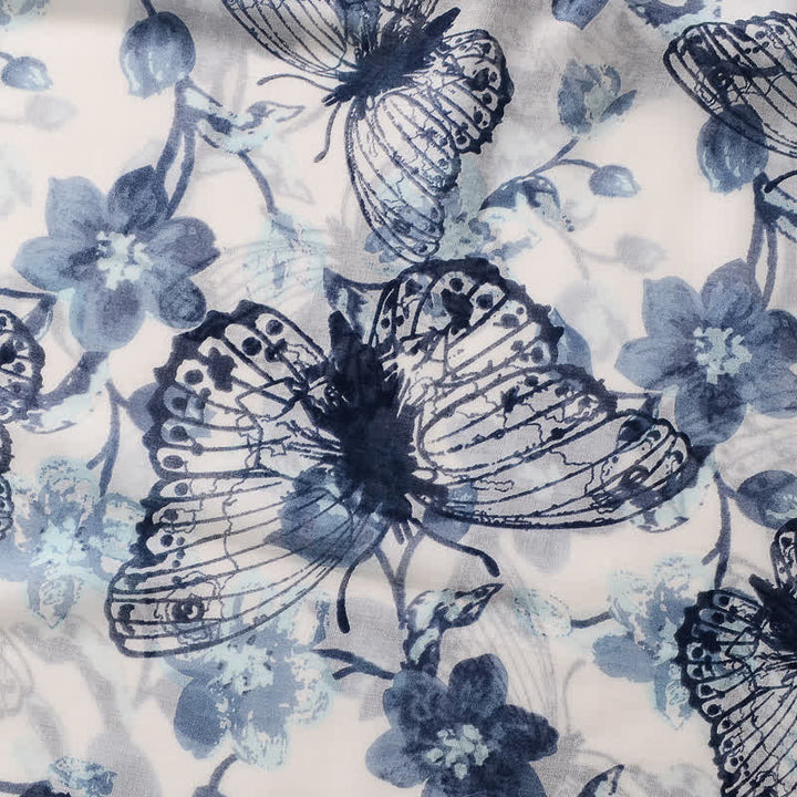 Sciarpa sottile con nappe floreali a farfalla da donna
