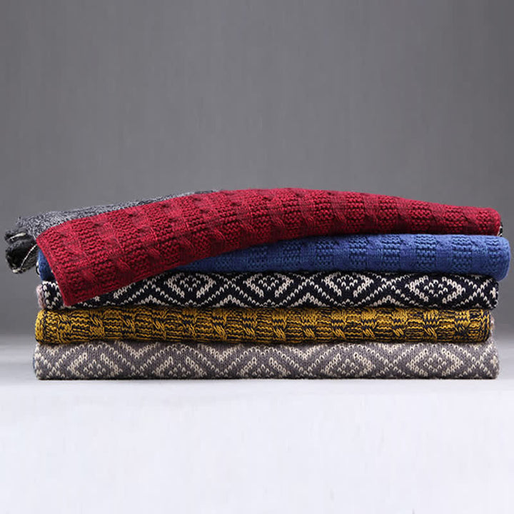 Sciarpa a blocchi di colore con cuciture a maglia Argyle da uomo