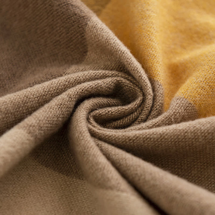 Sciarpa con nappe a quadri e scialle caldo da donna