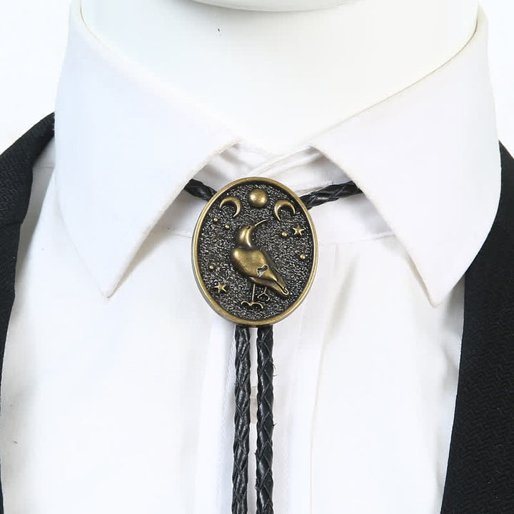 Semplice cravatta Bolo con stelle, luna e uccello alla moda
