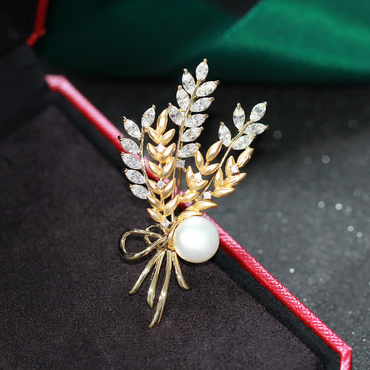 Spilla da donna con spiga di grano e zirconi abbaglianti