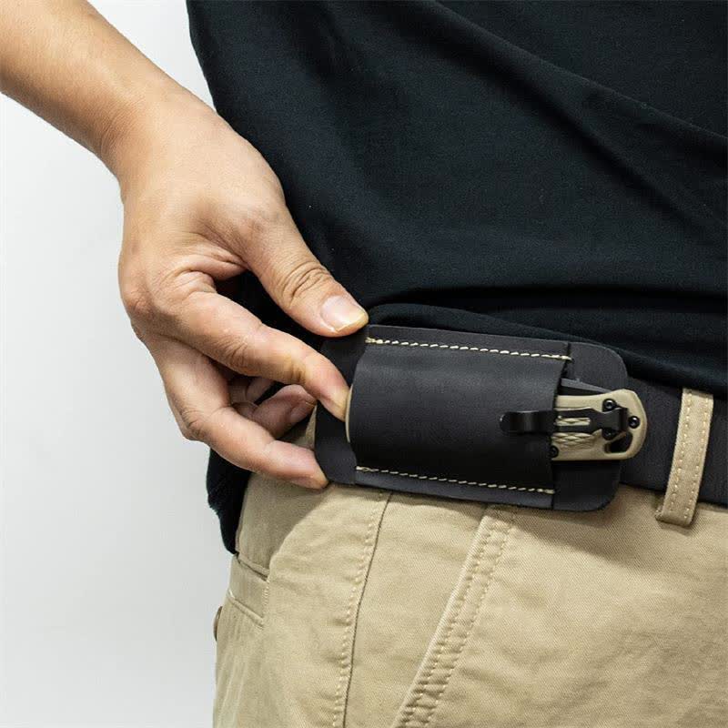 Borsa da cintura con fondo aperto e fodero in pelle per trasporto orizzontale