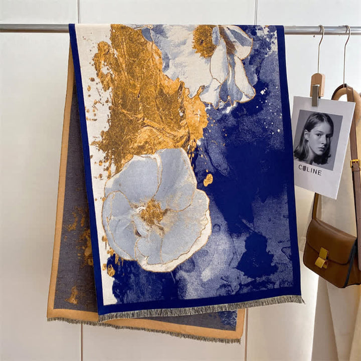 Sciarpa ispessita con pittura a olio di scena magnifica da donna
