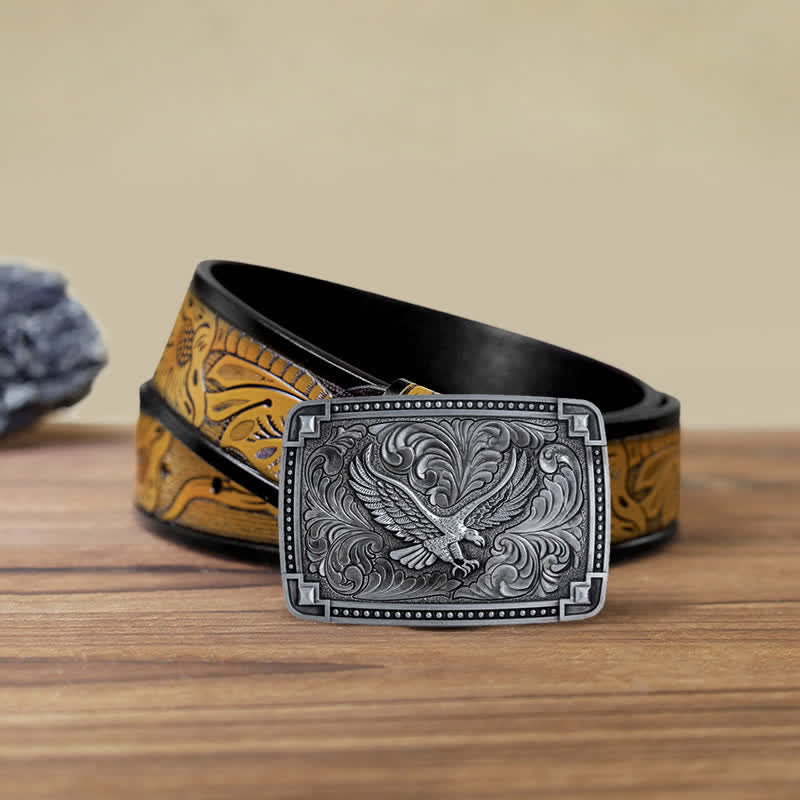 Cintura in pelle con fibbia "Soaring Eagle In Dreamy Sky" fai da te da uomo