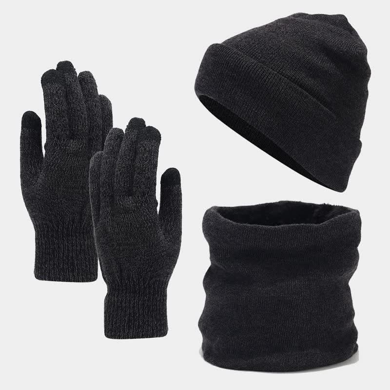 Set 3 pezzi unisex caldo berretto sciarpa guanti