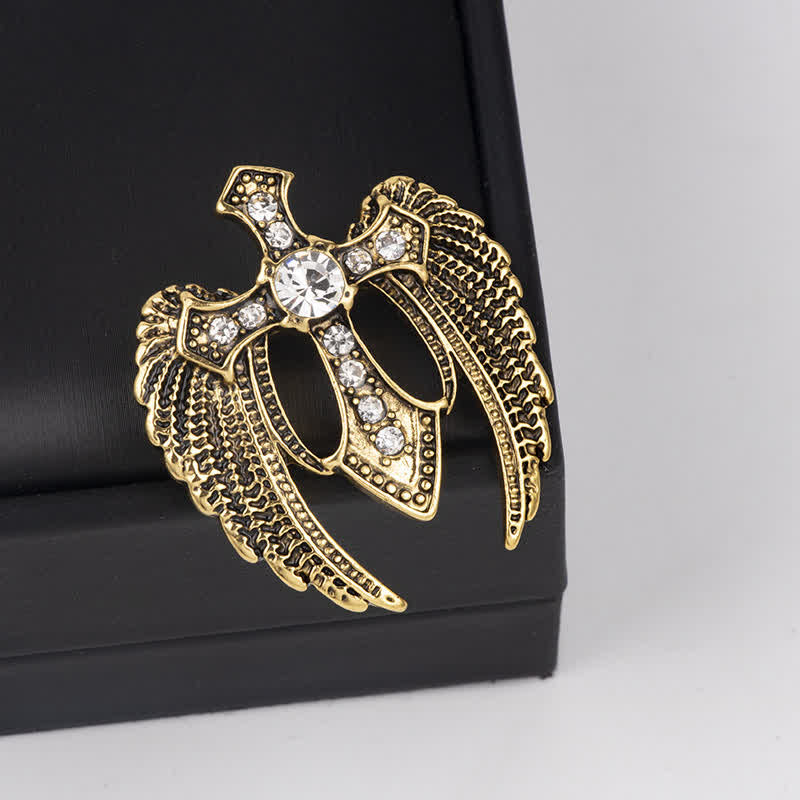 Spilla a forma di croce con ali Soar In Faith da uomo