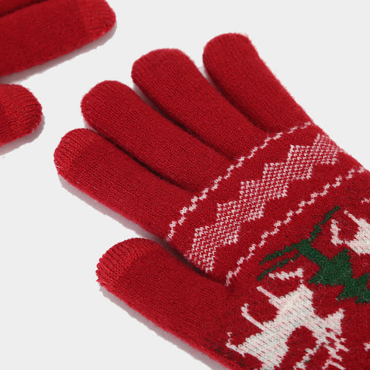 3 pezzi da donna renna albero jacquard cappello sciarpa guanti set