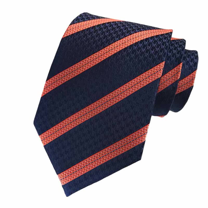 Set di 3 cravatte a righe arancioni e blu navy da uomo