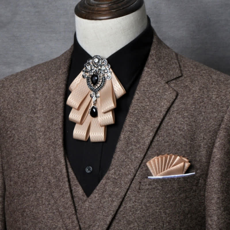 Set di 3 papillon con strass neri a quadri