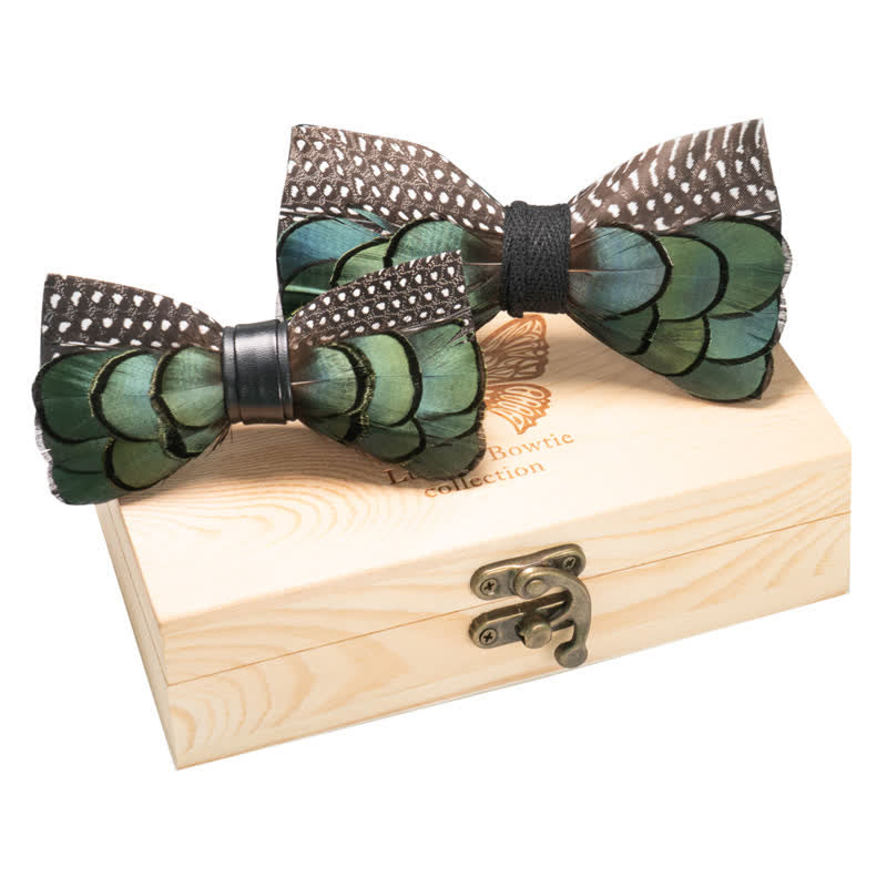 Set di 2 papillon d'oca verdi e marroni per genitori e figli